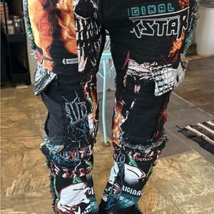 Rockstar Original Multicolor Patchwork Cargo Skinny Jeans 32